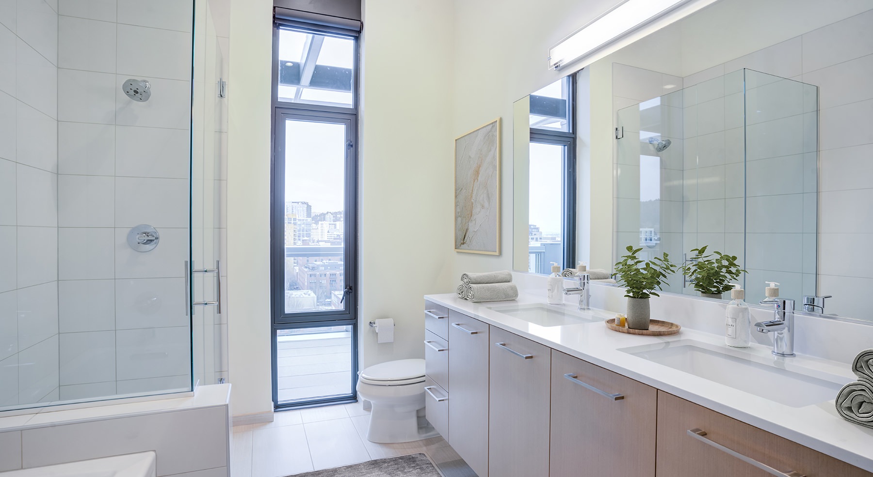 Large bathroom with white accents