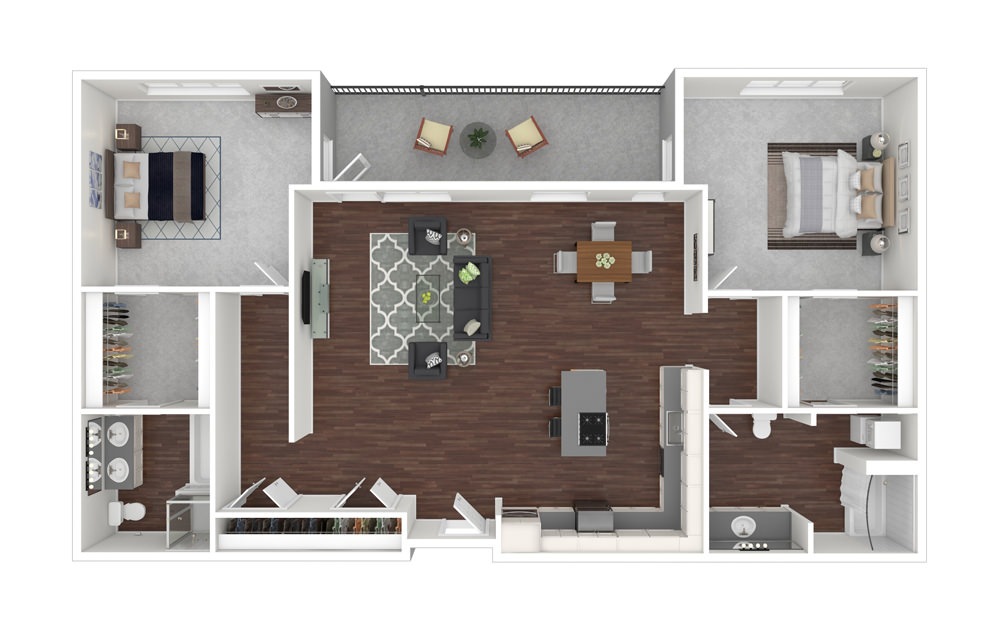 2 Bed Penthouse 1 2 - 2 bedroom floorplan layout with 2 baths and 1475 to 1528 square feet.