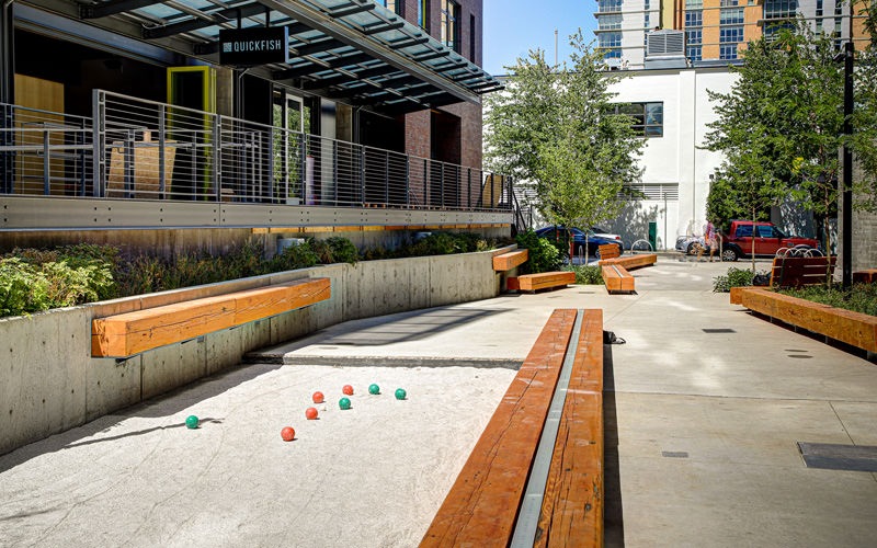 Outdoor game area with Bocce Ball 