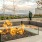 Rooftop firepit with seating and a view of the city