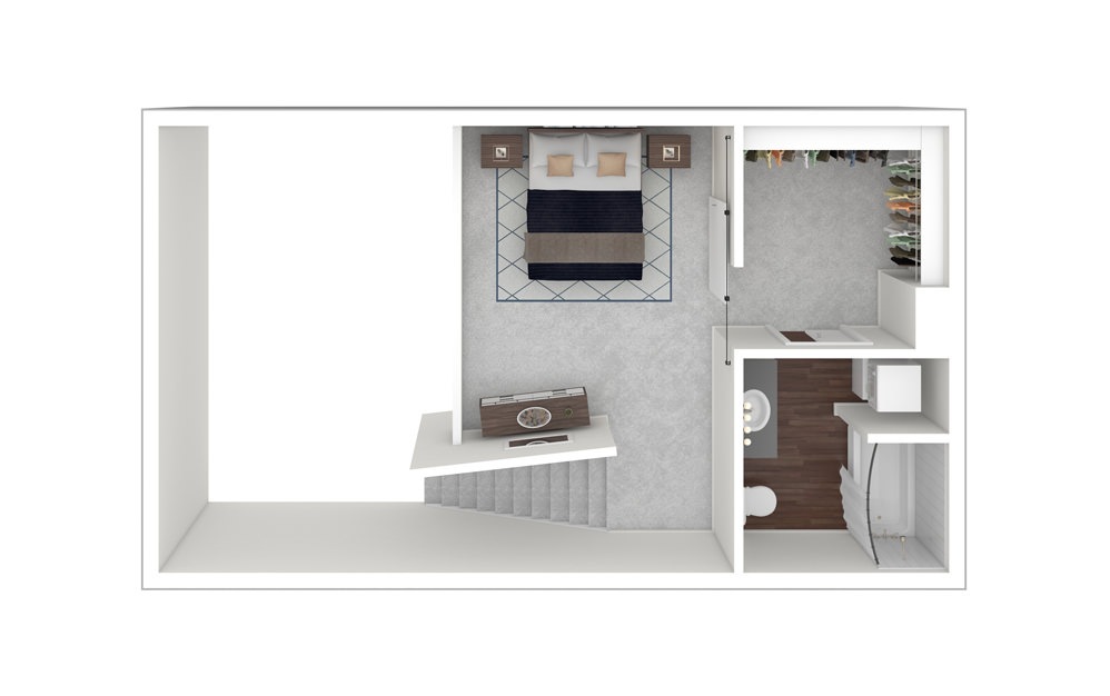 1 Bed Townhome 5 - 1 bedroom floorplan layout with 1 bath and 839 square feet. (Floor 2)